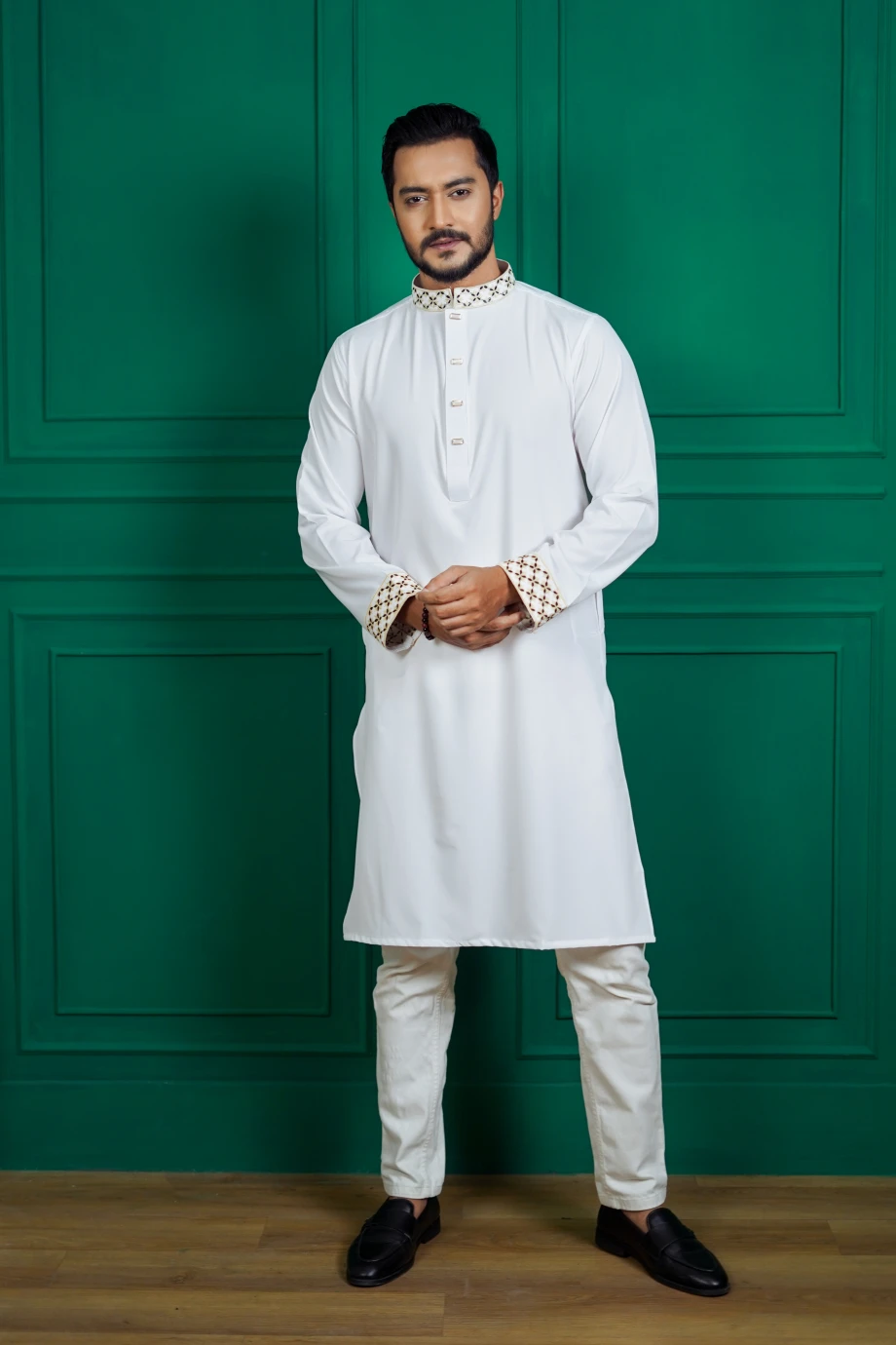 Embroidery Panjabi - WHITE