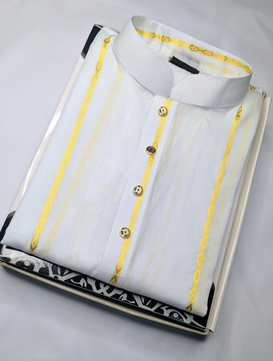 Jamdani Cotton Fabric -( Golden 2)